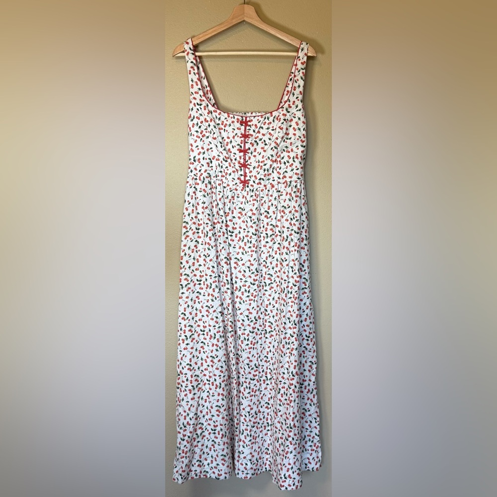 NWT Caroline Constas Cherry Print Bow Detail Dress Size Medium - Picture 2 of 7